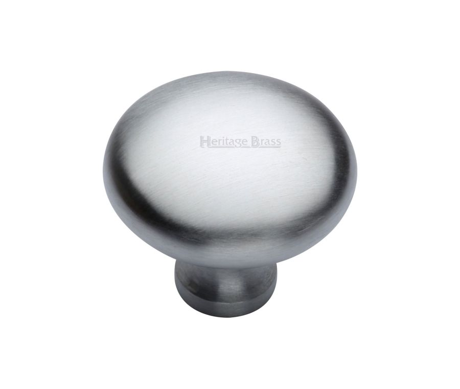 Heritage Brass Satin Chrome Victorian Round Cabinet Knob 38mm