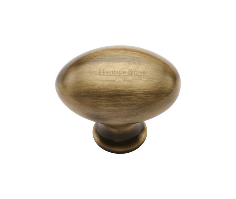 Heritage Brass Antique Brass Victorian Oval Cabinet Knob 32mm