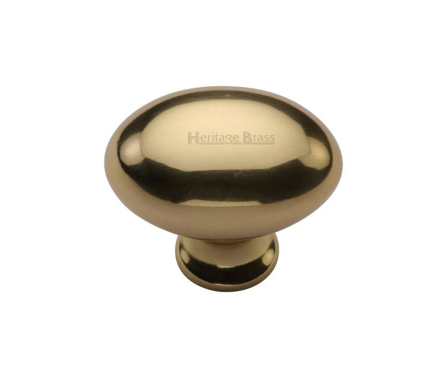 Heritage Brass Polished Brass Victorian Oval Cabinet Knob 32mm