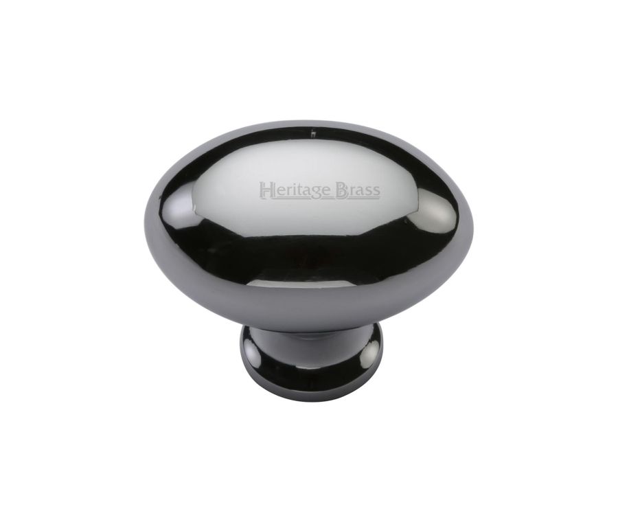 Heritage Brass Polished Chrome Victorian Oval Cabinet Knob 32mm
