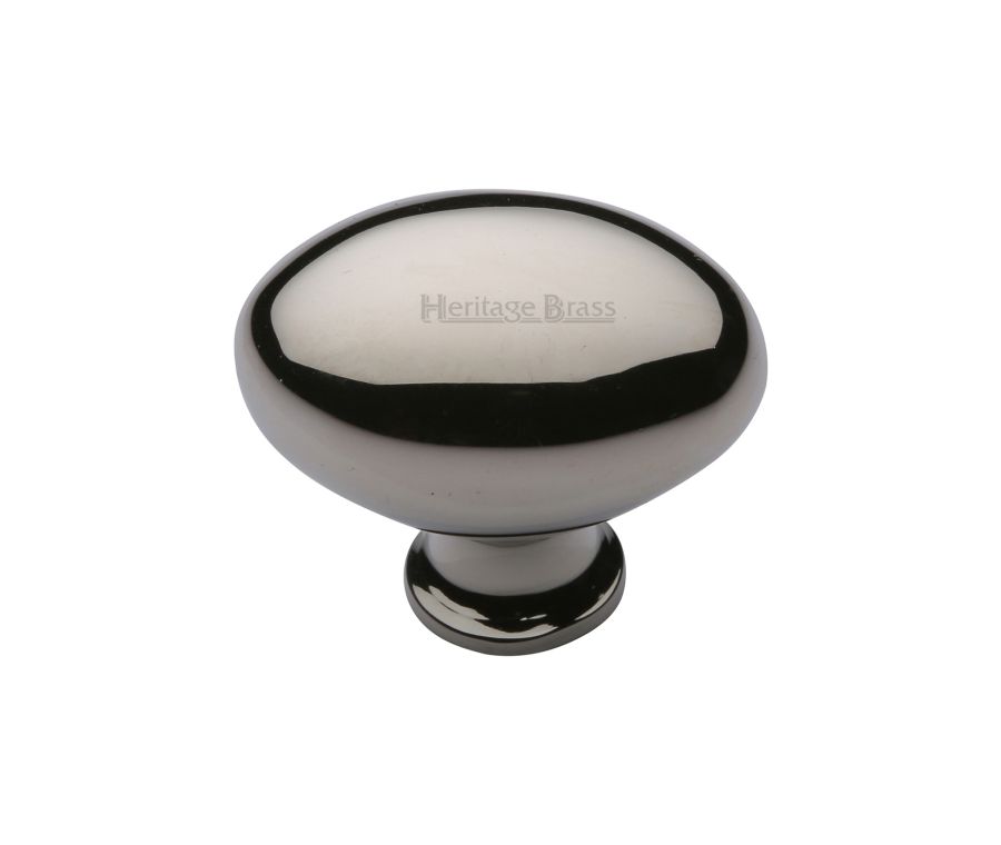 Heritage Brass Polished Nickel Finish Victorian Oval Cabinet Knob 32mm