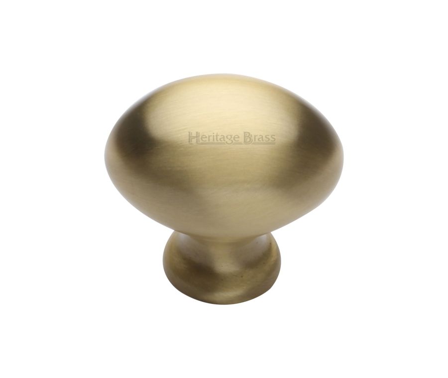 Heritage Brass Satin Brass Victorian Oval Cabinet Knob 32mm