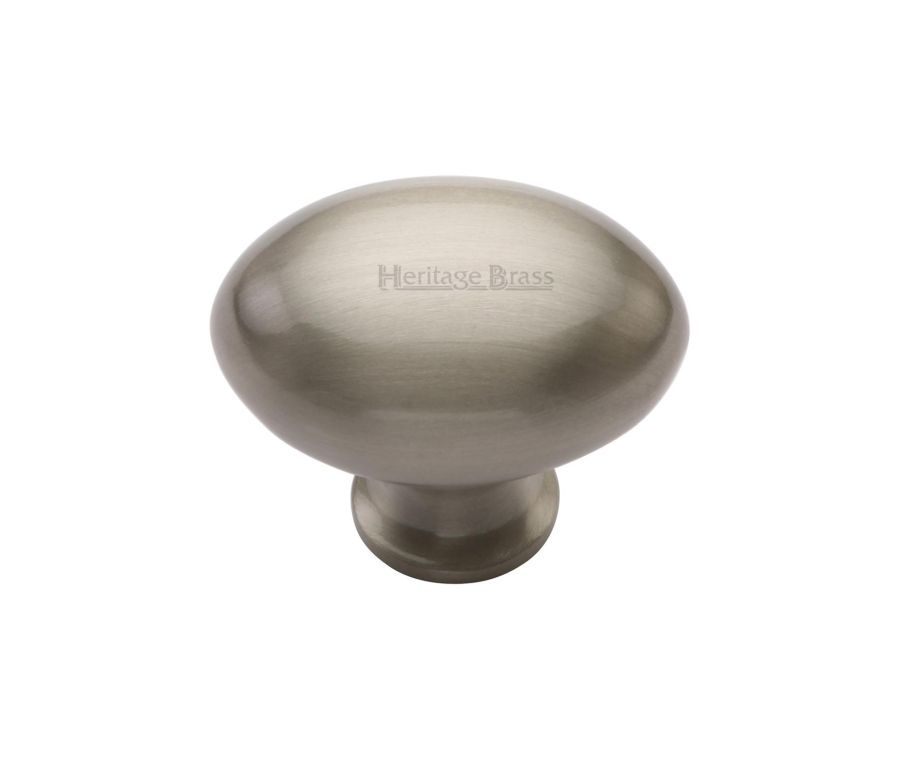 Heritage Brass Satin Nickel Victorian Oval Cabinet Knob 32mm
