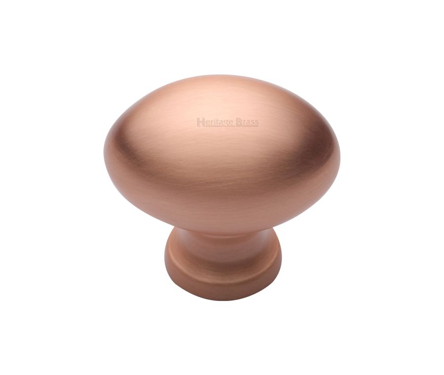 Heritage Brass Satin Rose Gold Victorian Oval Cabinet Knob 32mm