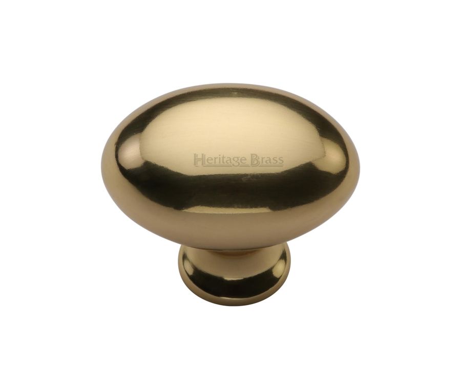 Heritage Brass Polished Brass Victorian Oval Cabinet Knob 38mm