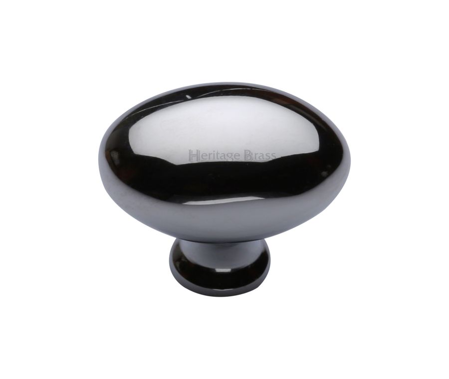 Heritage Brass Polished Chrome Victorian Oval Cabinet Knob 38mm