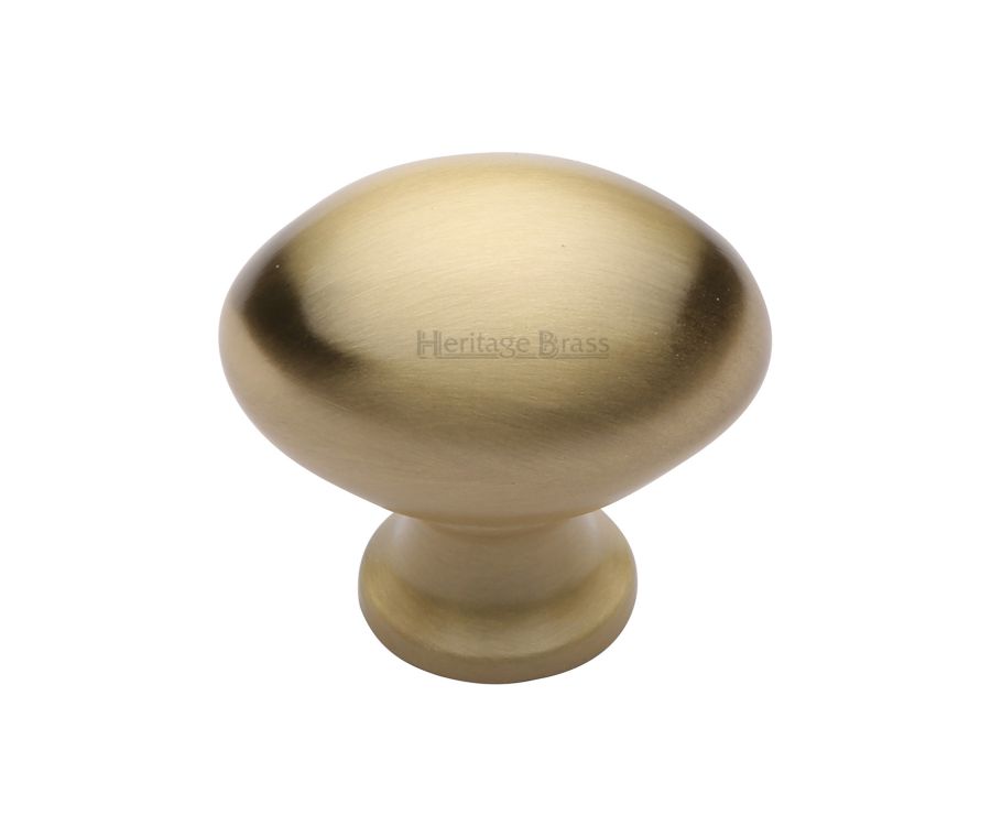 Heritage Brass Satin Brass Victorian Oval Cabinet Knob 38mm