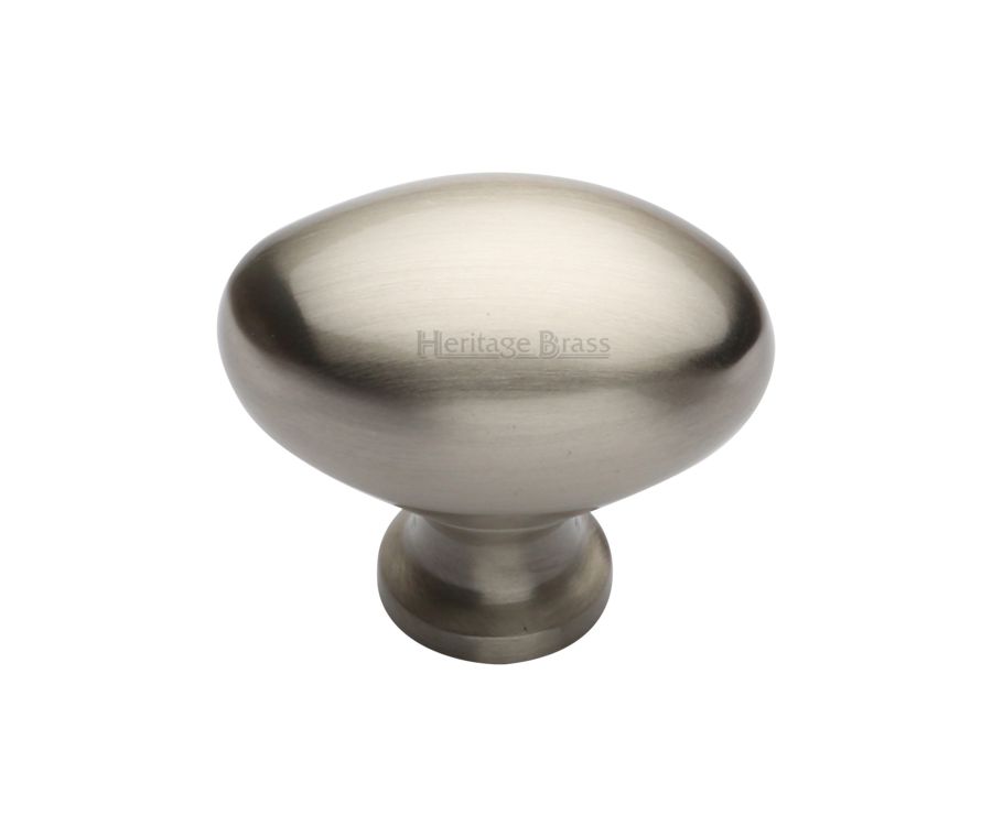 Heritage Brass Satin Nickel Victorian Oval Cabinet Knob 38mm
