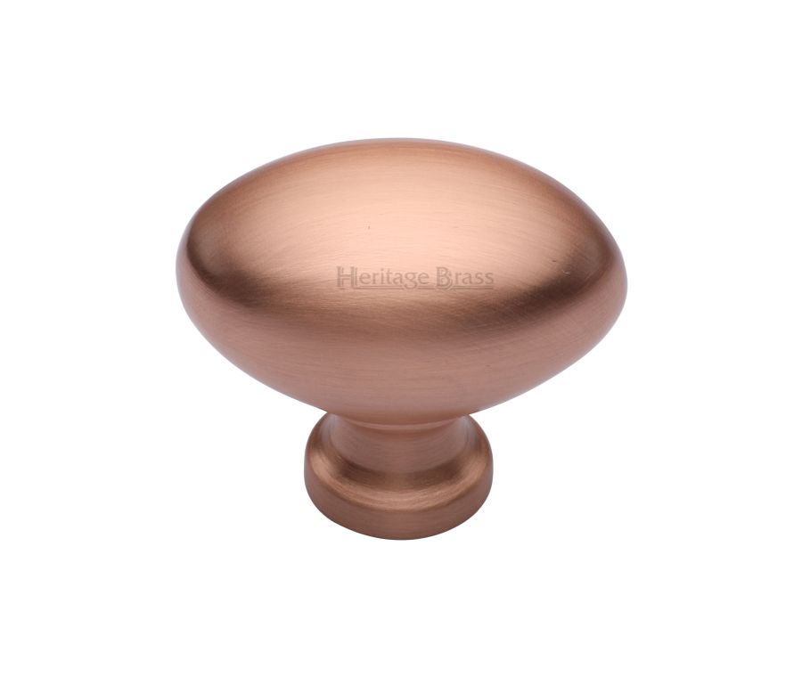 Heritage Brass Satin Rose Gold Victorian Oval Cabinet Knob 38mm