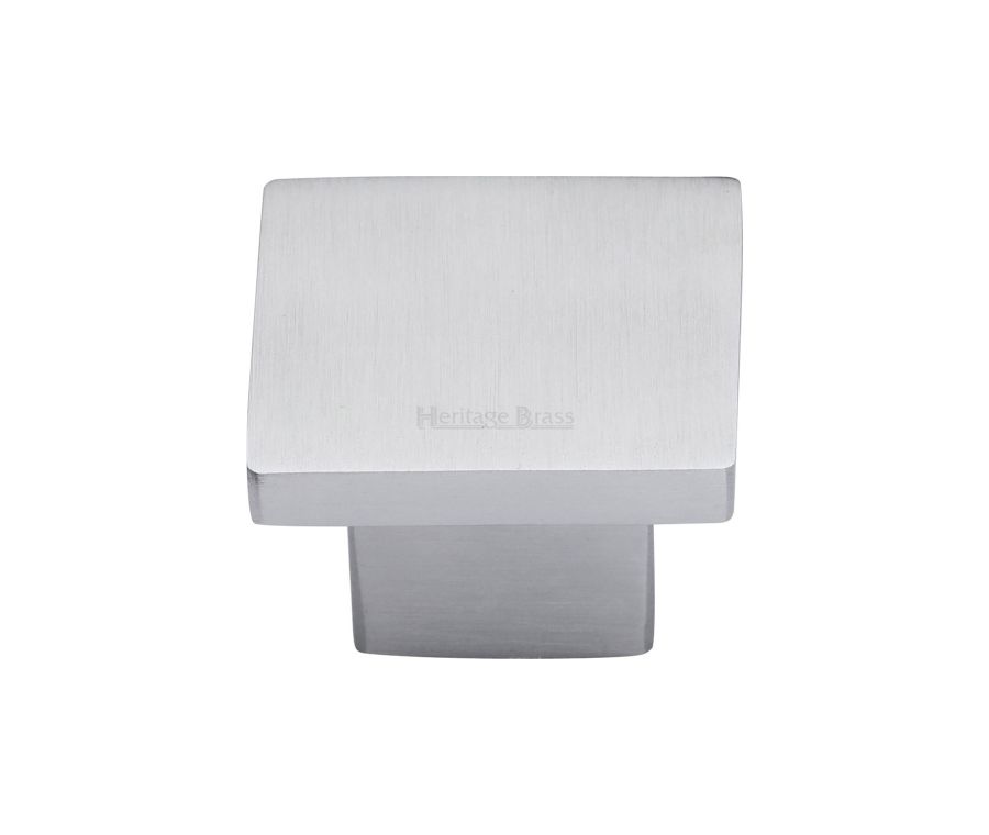Heritage Brass Satin Chrome Classic Square Cabinet Knob 32mm