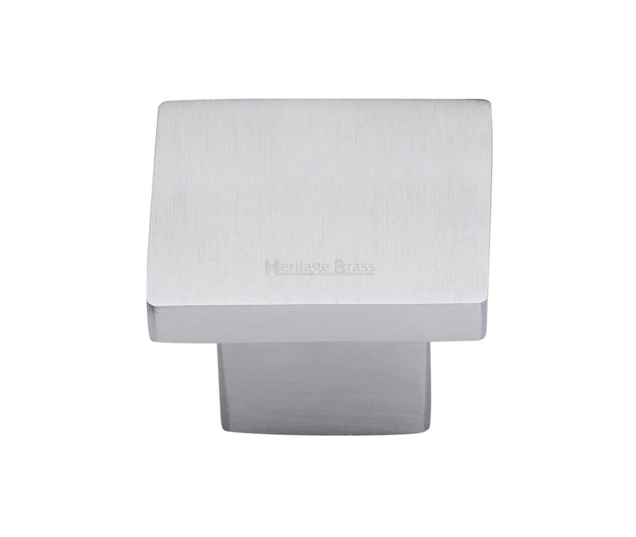Heritage Brass Satin Chrome Classic Square Cabinet Knob 40mm