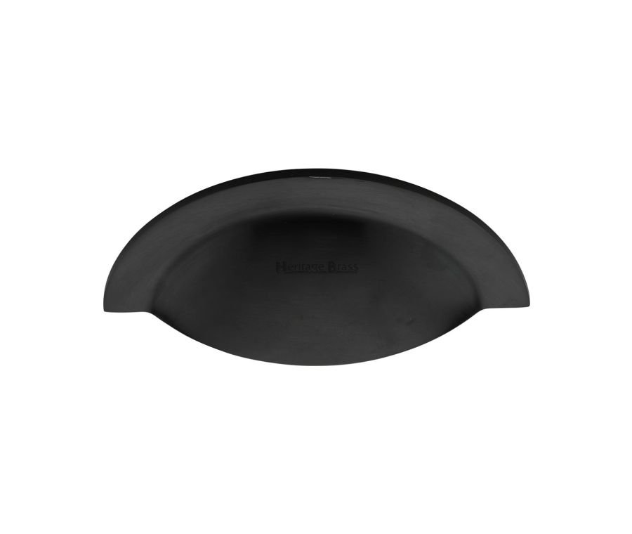 Heritage Brass Matt Black Crescent Drawer Cup Pull 57mm