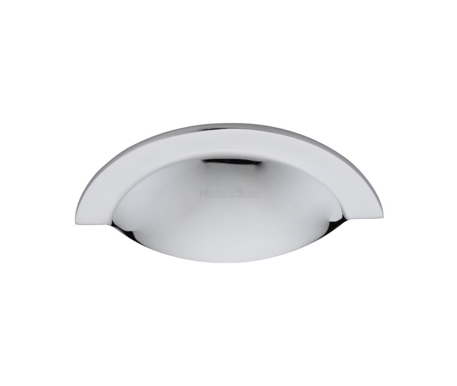 Heritage Brass Polished Chrome Crescent Drawer Cup Pull 57mm