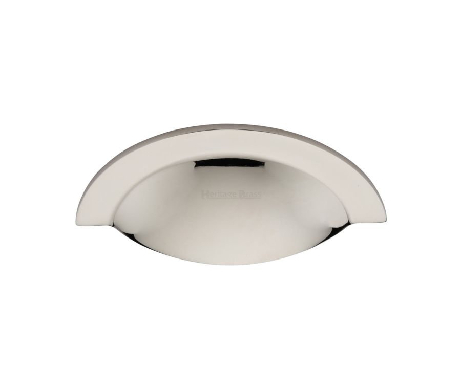 Heritage Brass Polished Nickel Finish Crescent Drawer Cup Pull 57mm
