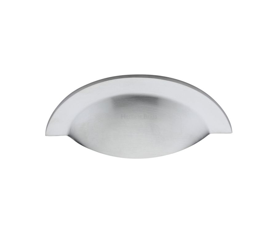 Heritage Brass Satin Chrome Crescent Drawer Cup Pull 57mm