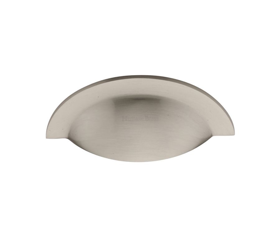 Heritage Brass Satin Nickel Crescent Drawer Cup Pull 57mm