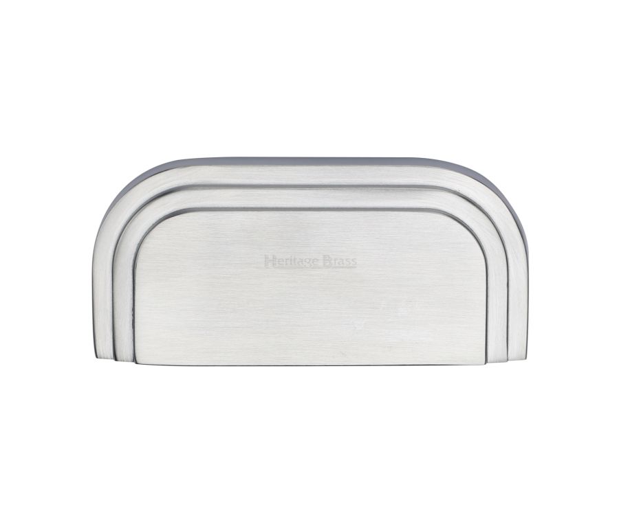 Heritage Brass Satin Chrome Bauhaus Drawer Pull Handle 76mm
