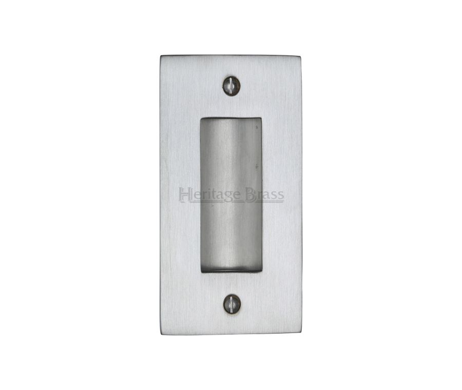 Satin Chrome Heritage Brass Flush Pull 101mm