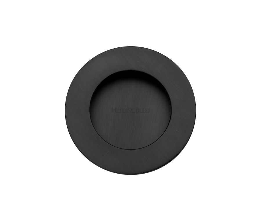 Matt Black Heritage Brass Round Flush Pull - C1835