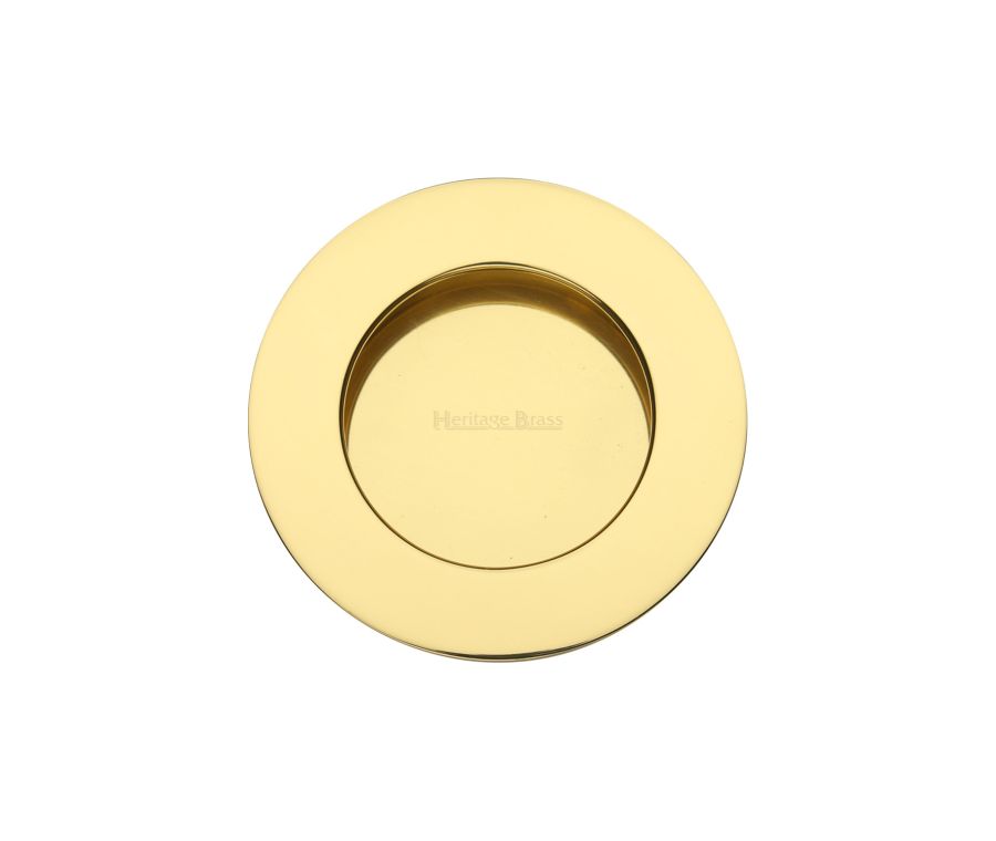 Polished Brass Heritage Brass Round Flush Pull - C1835