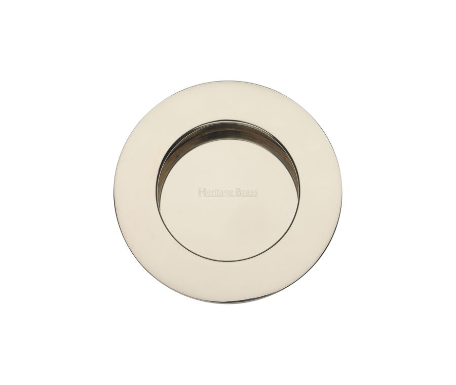 Polished Nickel Finish Heritage Brass Round Flush Pull - C1835