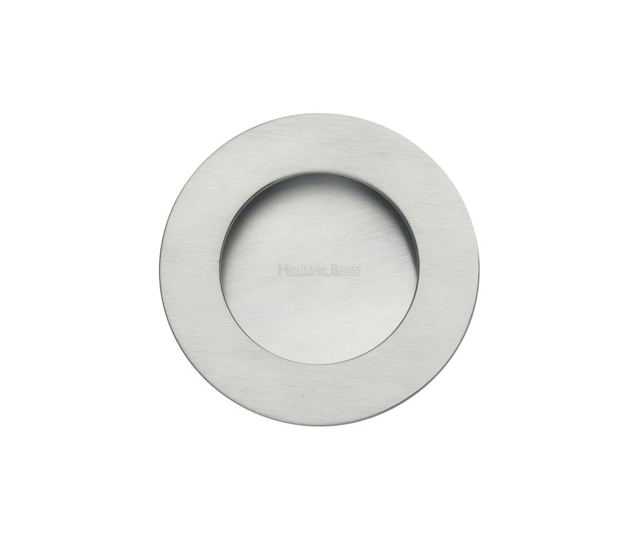 Satin Chrome Heritage Brass Round Flush Pull - C1835
