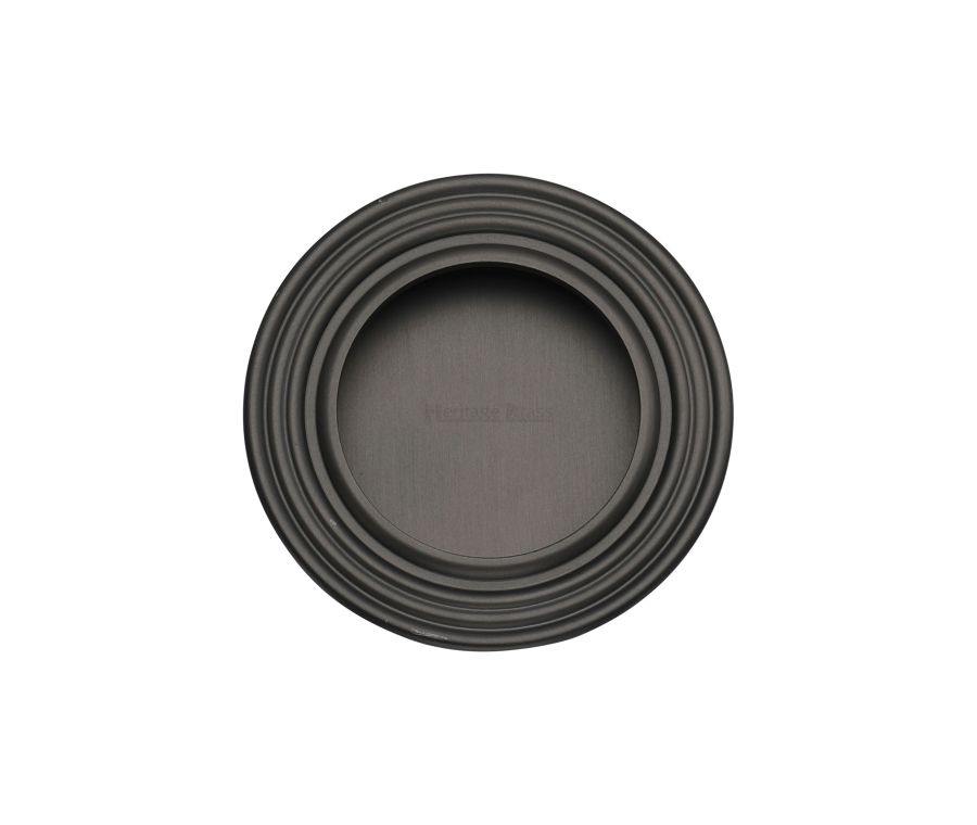 Matt Bronze Heritage Brass Round Reeded Flush Pull