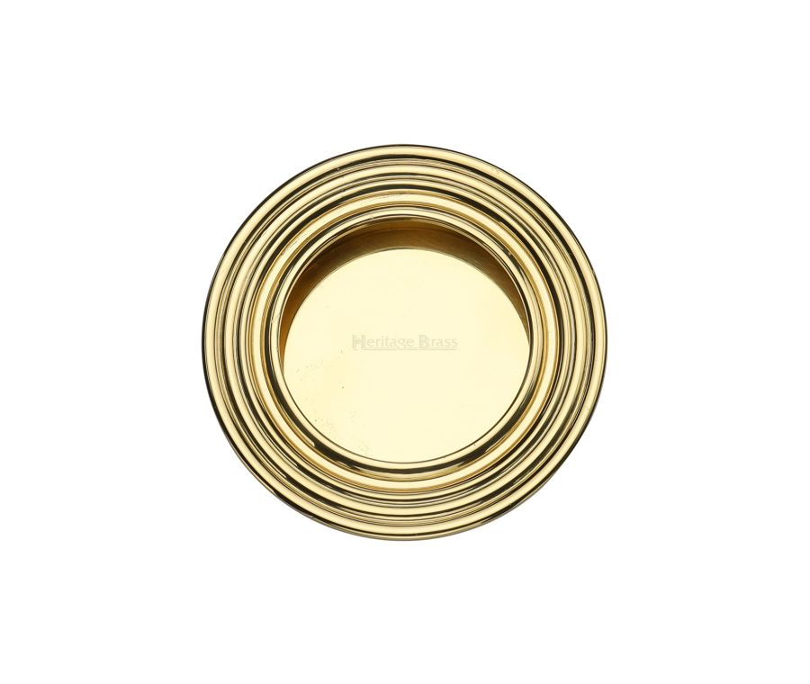 Polished Brass Heritage Brass Round Reeded Flush Pull