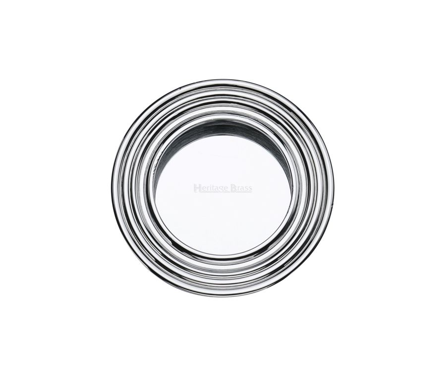 Polished Chrome Heritage Brass Round Reeded Flush Pull