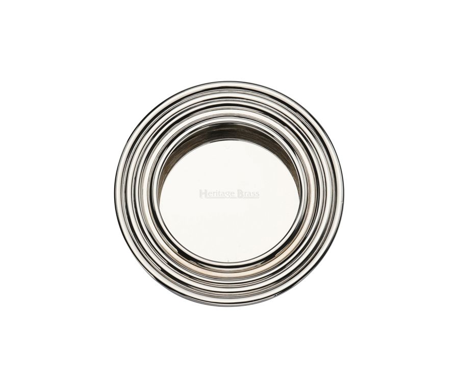 Polished Nickel Finish Heritage Brass Round Reeded Flush Pull