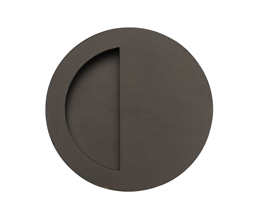 Matt Bronze Heritage Brass Round Half Moon Flush Pull