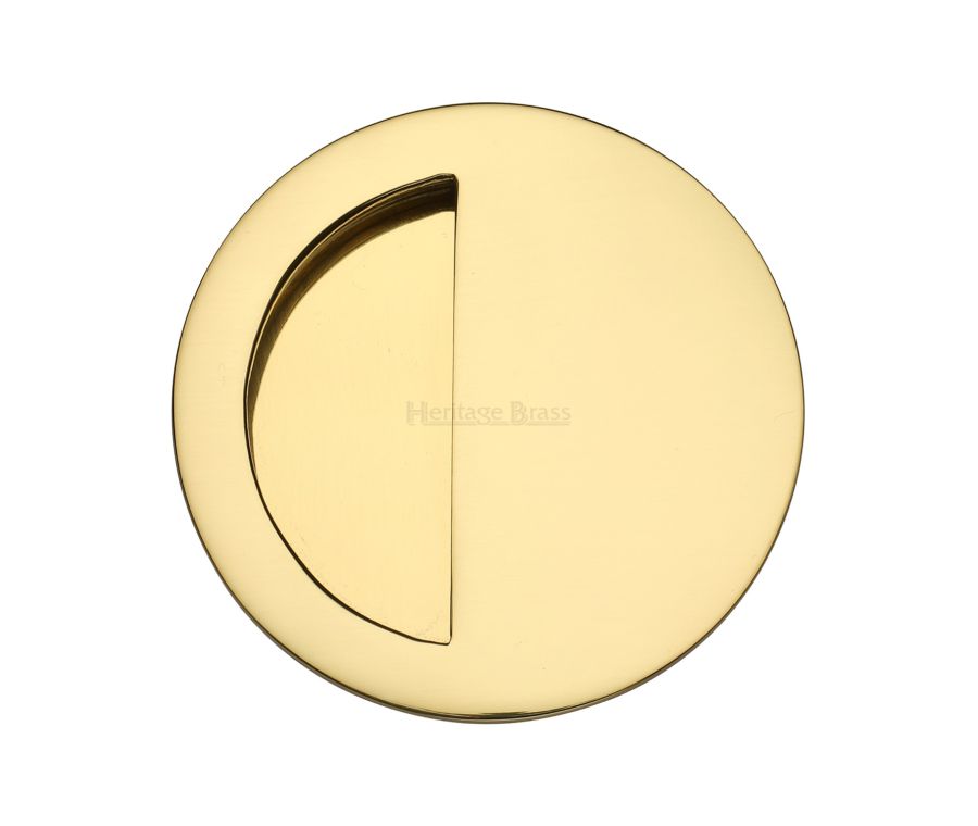 Polished Brass Heritage Brass Round Half Moon Flush Pull