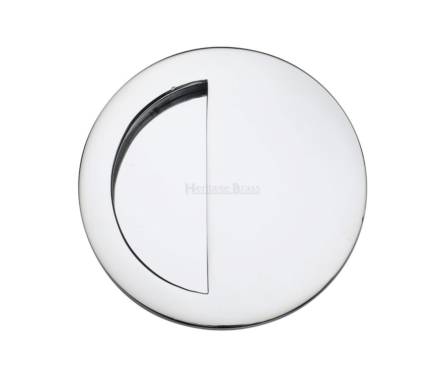 Polished Chrome Heritage Brass Round Half Moon Flush Pull
