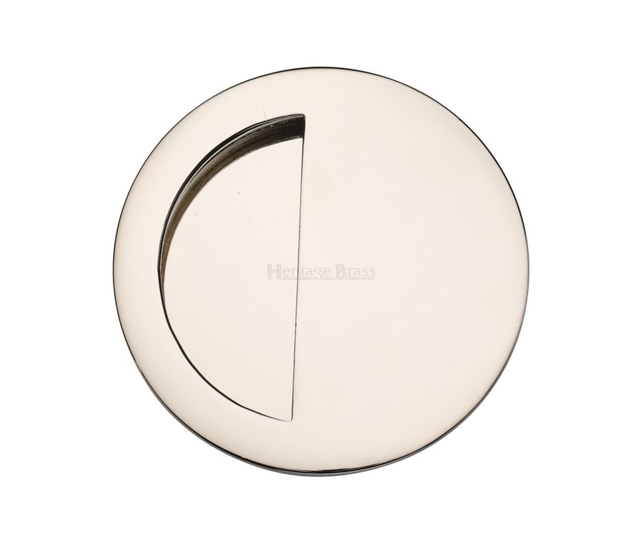 Polished Nickel Finish Heritage Brass Round Half Moon Flush Pull