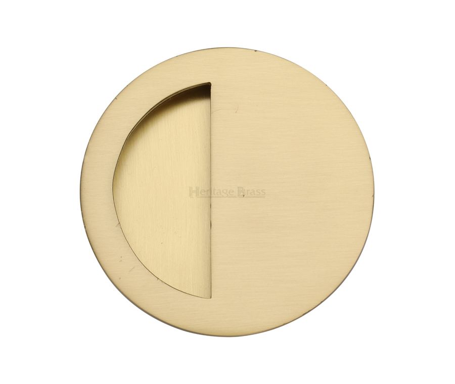 Satin Brass Heritage Brass Round Half Moon Flush Pull