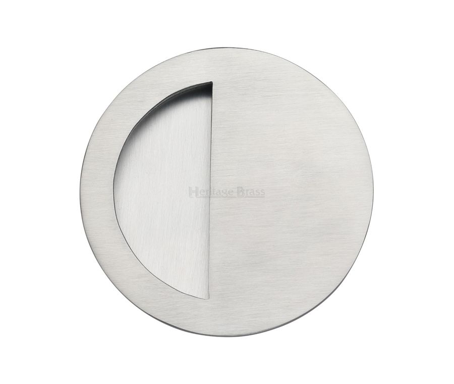 Satin Chrome Heritage Brass Round Half Moon Flush Pull