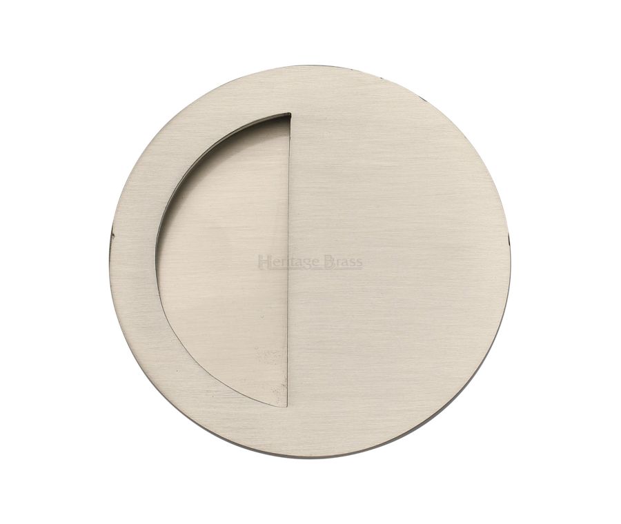 Satin Nickel Heritage Brass Round Half Moon Flush Pull