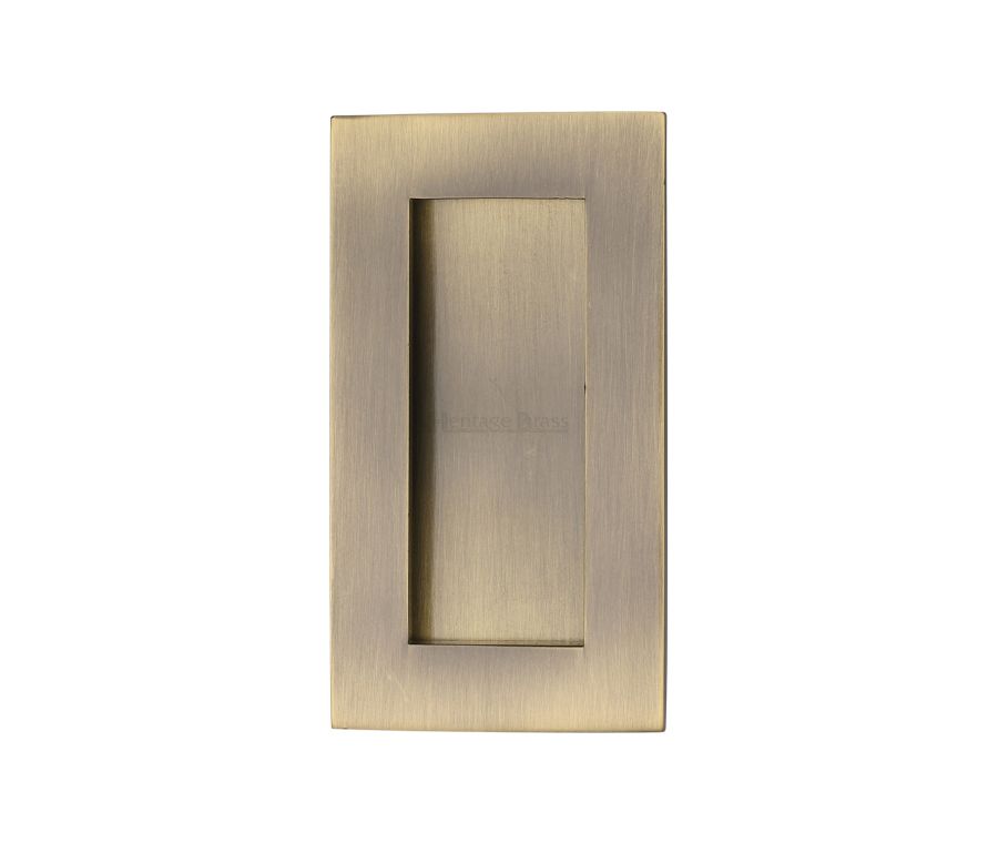 Antique Brass Heritage Brass Rectangular Flush Pull - C1855 105mm