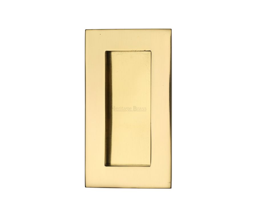 Polished Brass Heritage Brass Rectangular Flush Pull - C1855 105mm