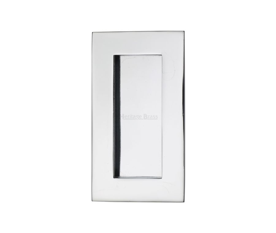 Polished Chrome Heritage Brass Rectangular Flush Pull - C1855 105mm