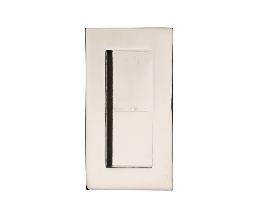 Polished Nickel Finish Heritage Brass Rectangular Flush Pull - C1855 105mm