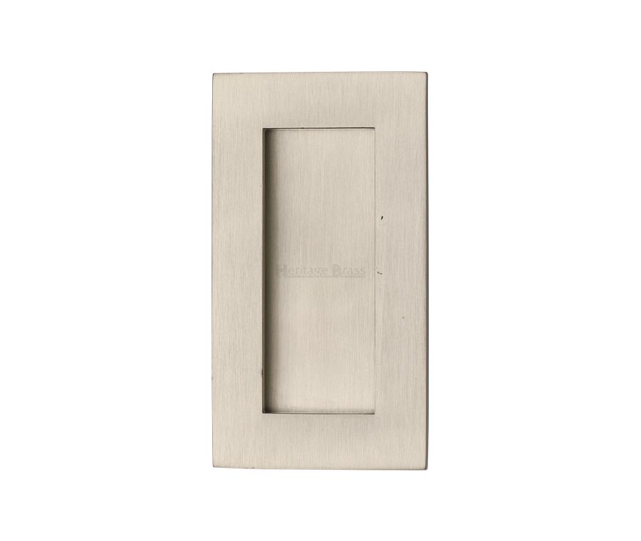 Satin Nickel Heritage Brass Rectangular Flush Pull - C1855 105mm