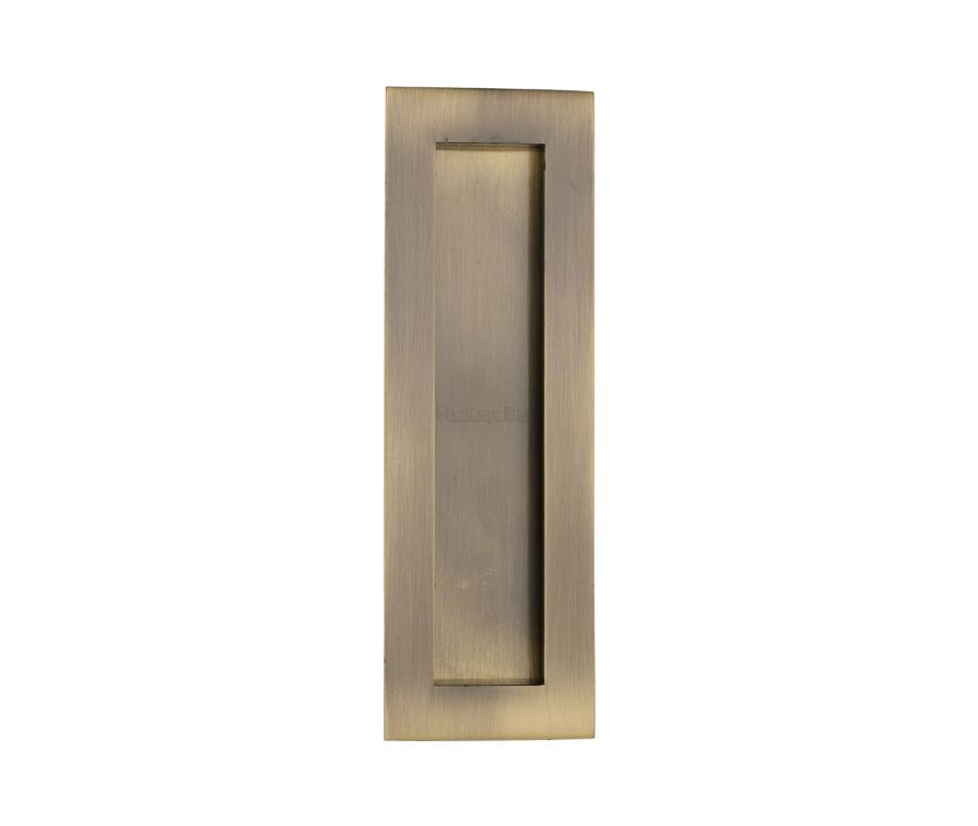 Antique Brass Heritage Brass Rectangular Flush Pull - C1855 175mm