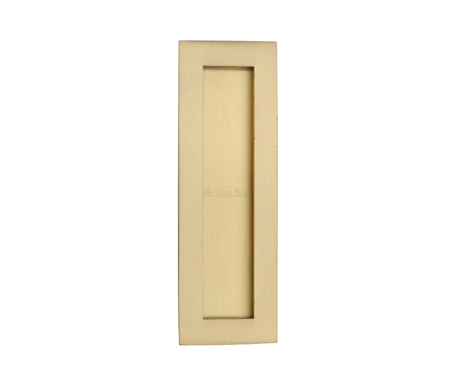 Satin Brass Heritage Brass Rectangular Flush Pull - C1855 175mm