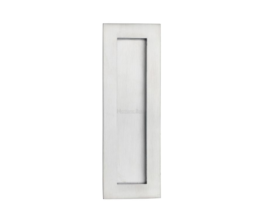 Satin Chrome Heritage Brass Rectangular Flush Pull - C1855 175mm