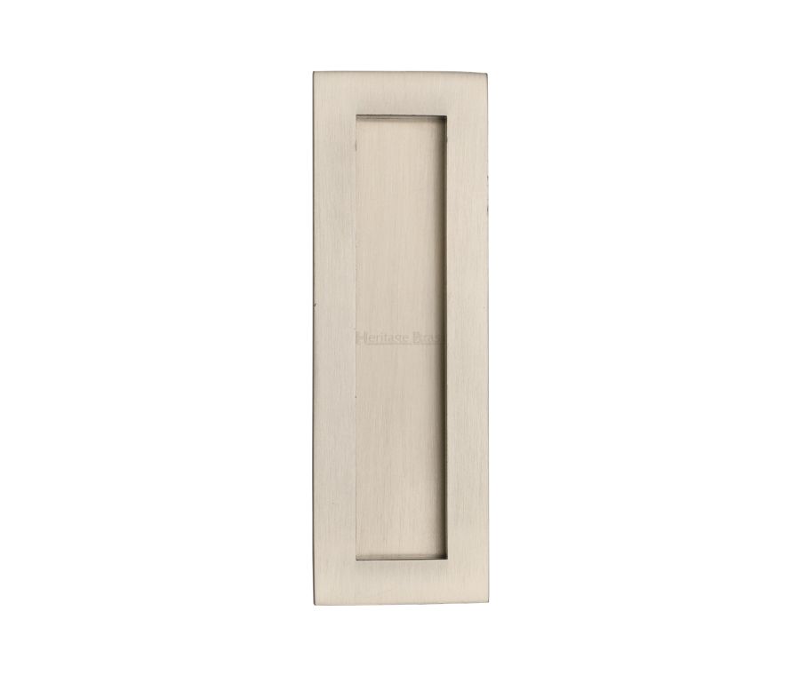 Satin Nickel Heritage Brass Rectangular Flush Pull - C1855 175mm