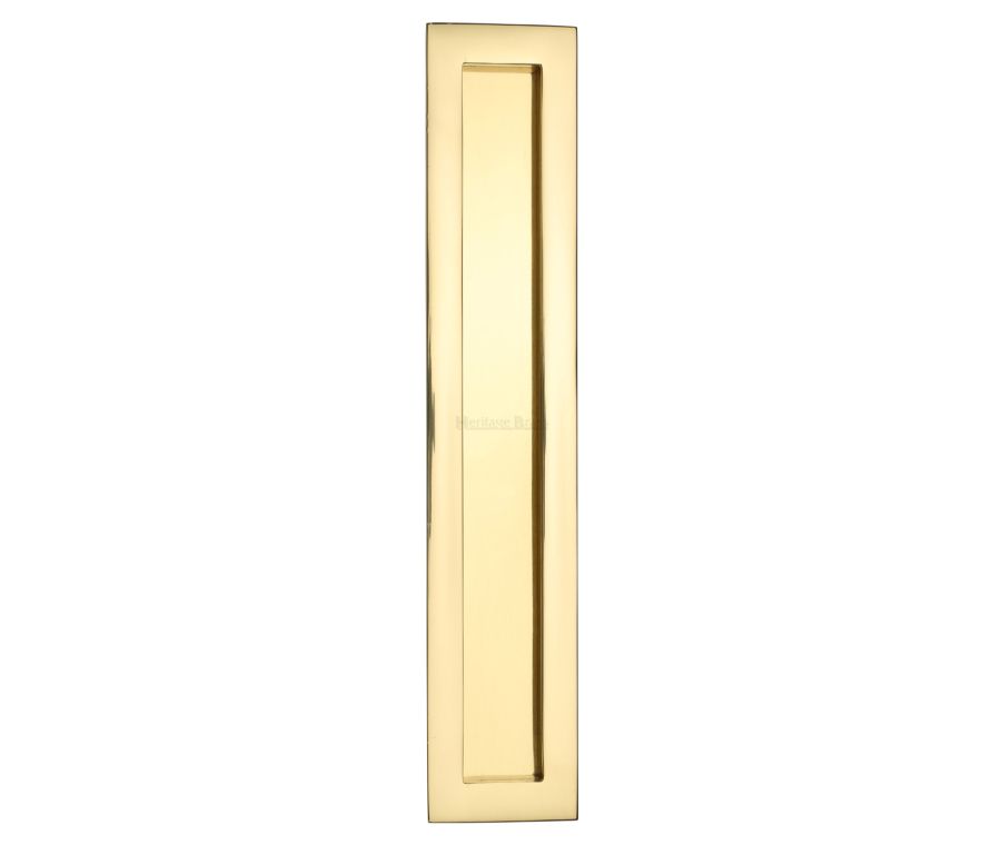 Polished Brass Heritage Brass Rectangular Flush Pull - C1855 300mm