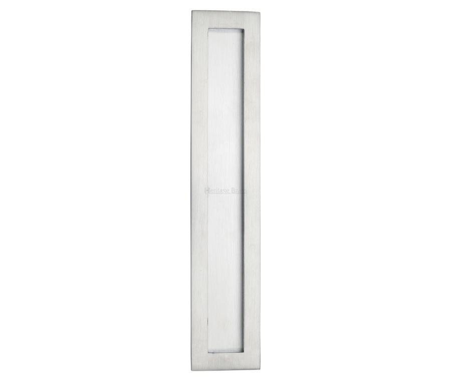 Satin Chrome Heritage Brass Rectangular Flush Pull - C1855 300mm