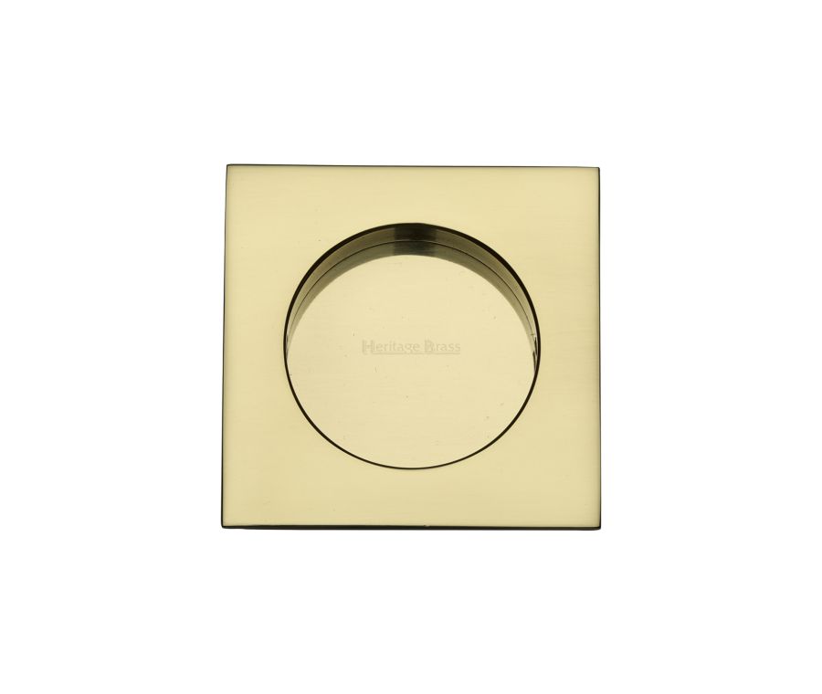 Polished Brass Heritage Brass Square Flush Pull - C1860 63mm