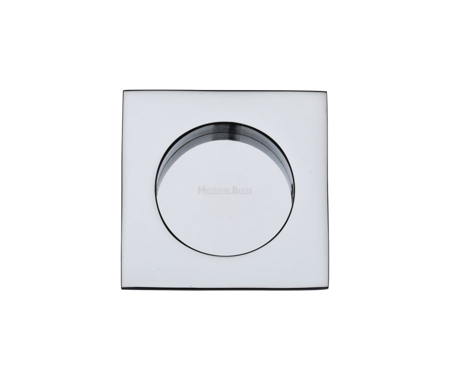 Polished Chrome Heritage Brass Square Flush Pull - C1860 63mm